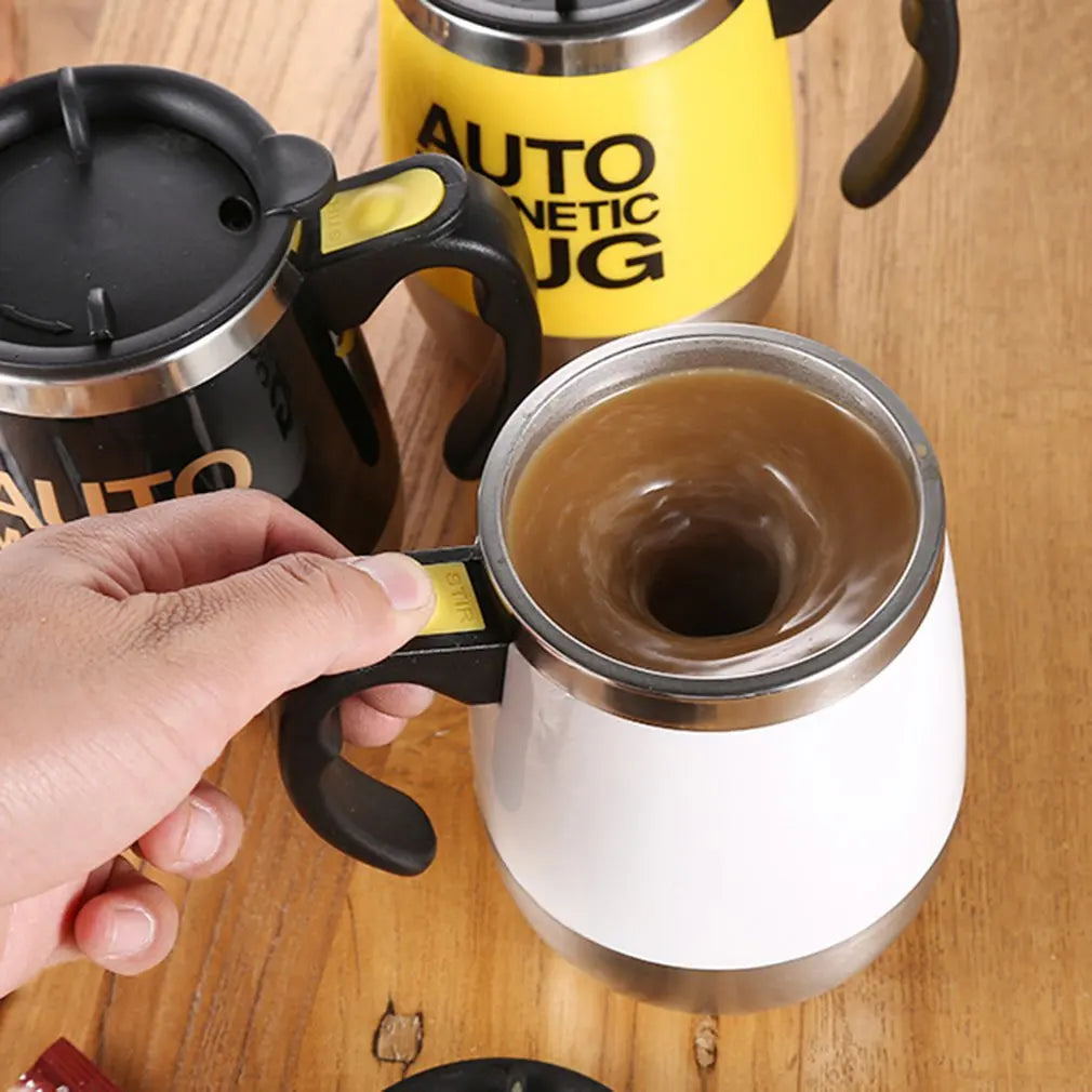 Auto Magnetic Mug 400ml | Self-Stirring Coffee & Milk Mixing Cup | 304 Stainless Steel Battery Operated Mug