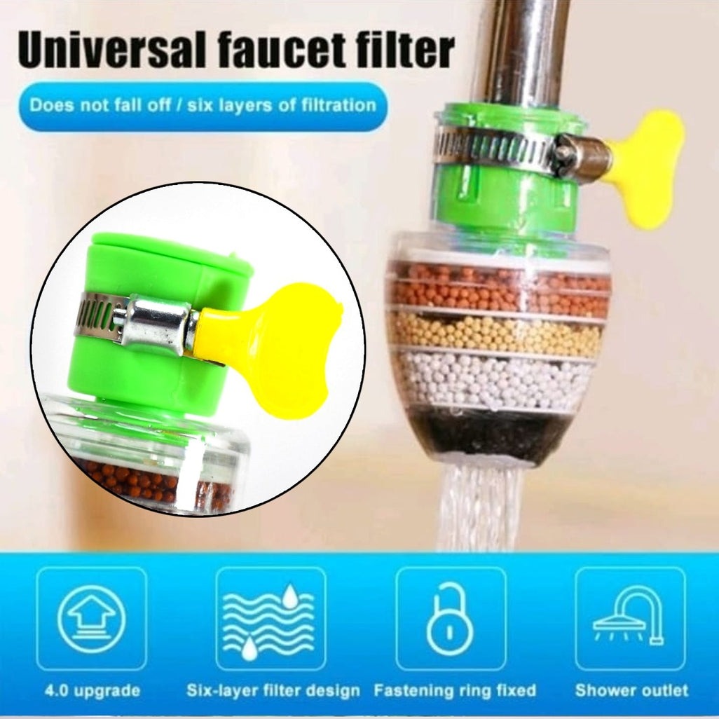 6-Layer Faucet Water Filter & Anti-Splash Water-Saving Shower Head | Kitchen Tap Purifier | Random Colour