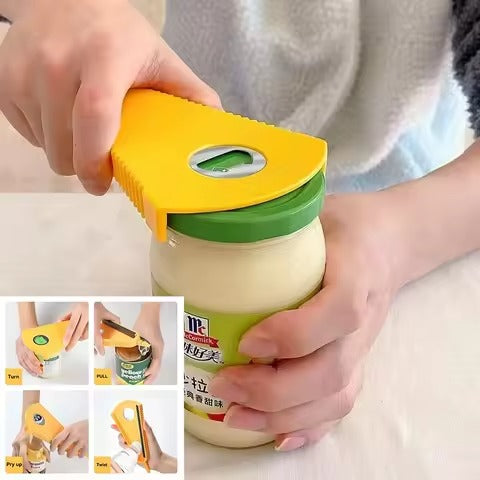 Jar Opener | Multi-Functional Ergonomic Lid Remover for Tight Jars, Bottles & Caps