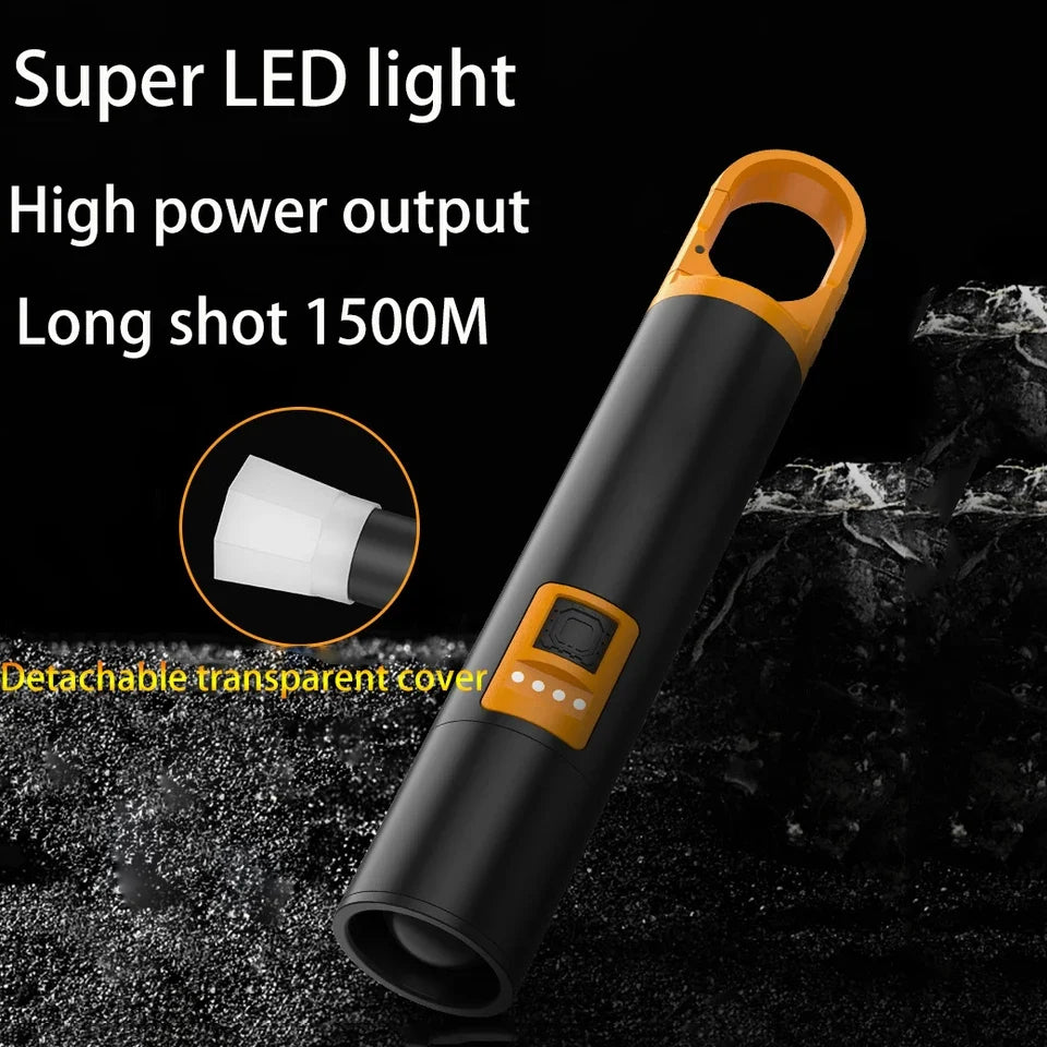 L-S18 Glare Rechargeable Type-C LED Flashlight with Power Bank | USB Input/Output, Digital Display & Emergency Torch
