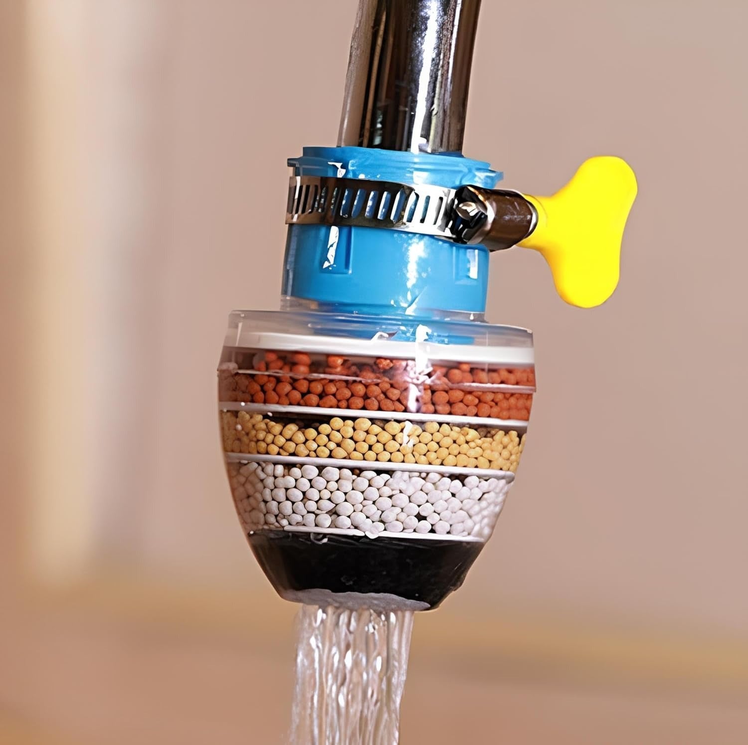 6-Layer Faucet Water Filter & Anti-Splash Water-Saving Shower Head | Kitchen Tap Purifier | Random Colour