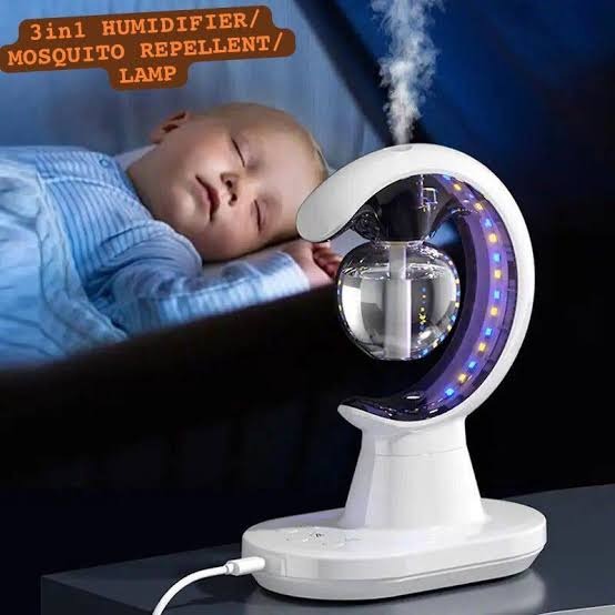 3-in-1 Smart Electric Mosquito Repellent, Air Humidifier & LED Lamp | Multifunctional Home & Office Device