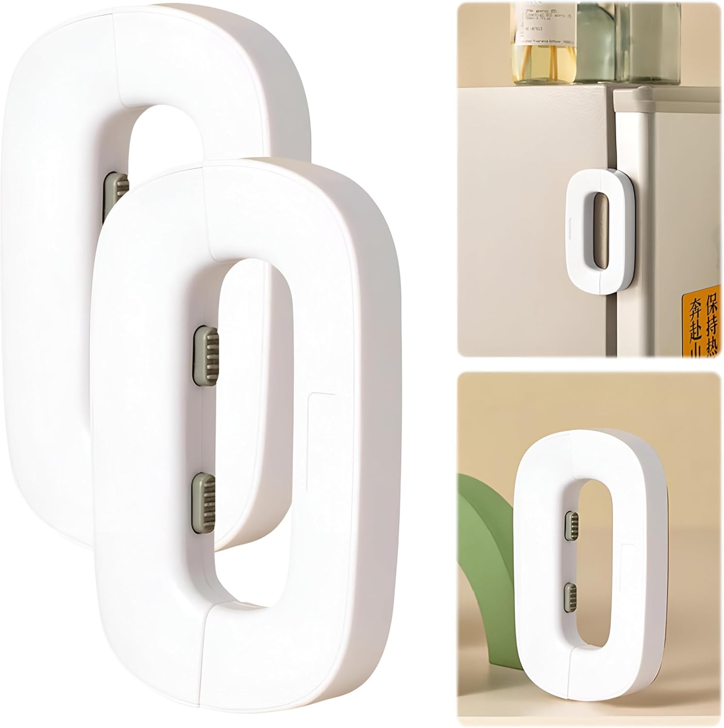 Child Safety Refrigerator Lock | Self-Adhesive Childproof Fridge & Freezer Door Lock | Double-Button Safety Lock