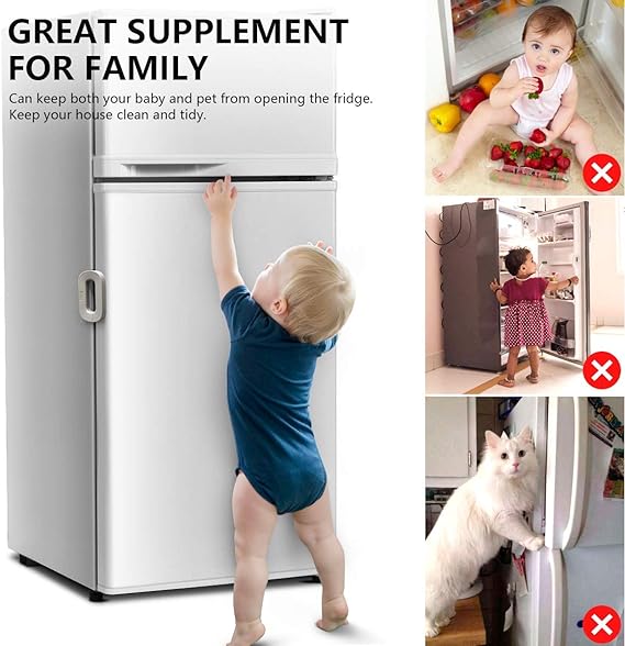 Child Safety Refrigerator Lock | Self-Adhesive Childproof Fridge & Freezer Door Lock | Double-Button Safety Lock