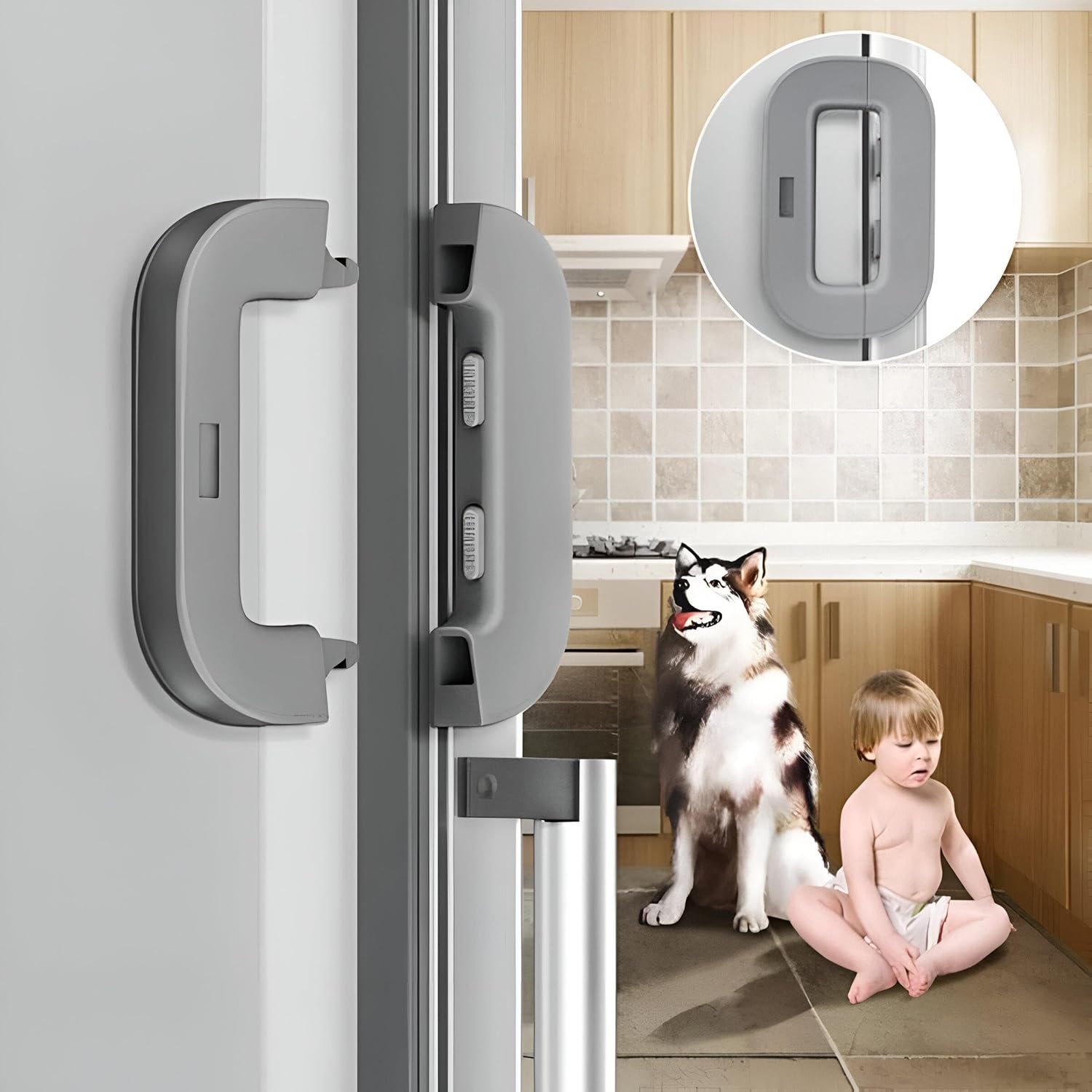 Child Safety Refrigerator Lock | Self-Adhesive Childproof Fridge & Freezer Door Lock | Double-Button Safety Lock