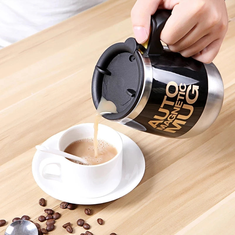 Auto Magnetic Mug 400ml | Self-Stirring Coffee & Milk Mixing Cup | 304 Stainless Steel Battery Operated Mug