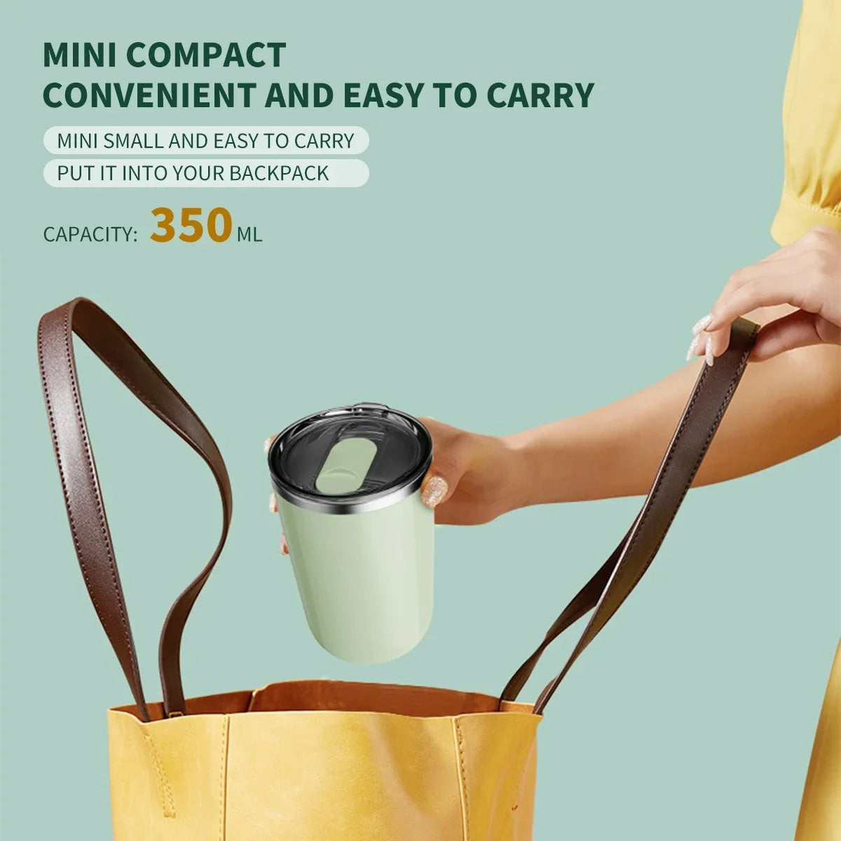 350ml Automatic Self-Stirring Mug | Stainless Steel Magnetic Mixing Cup for Coffee, Milk & Juice