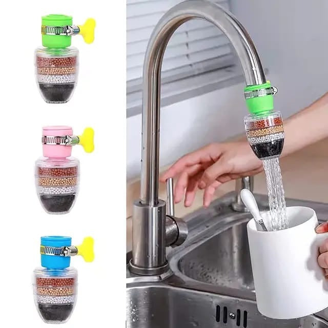 6-Layer Faucet Water Filter & Anti-Splash Water-Saving Shower Head | Kitchen Tap Purifier | Random Colour