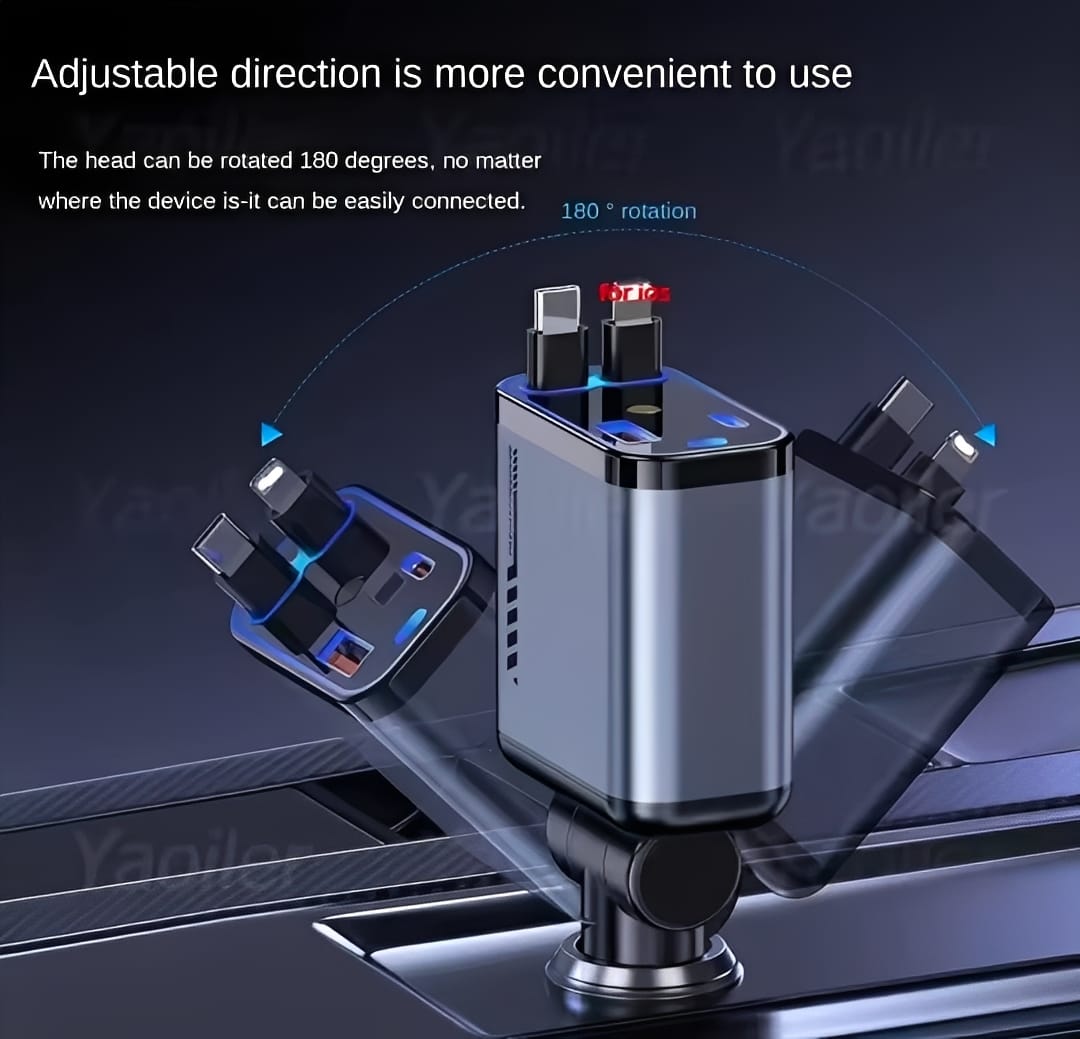 C6 4-in-1 Multi-Functional Car Charger | 20W Fast Charging with Star Light | Durable USB Car Charger