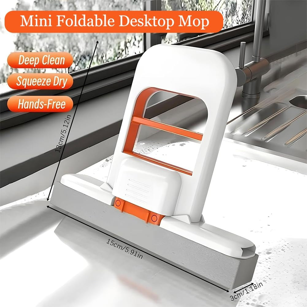 Foldable Mini Mop | Portable Self-Squeezing Wet & Dry Cleaning Mop for Kitchen, Bathroom & Car